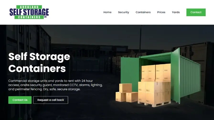 Auckland Self Storage website homepage