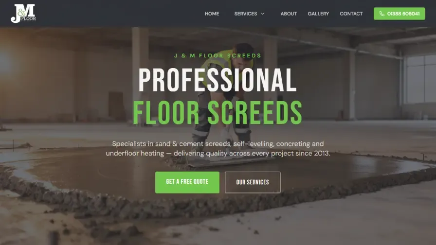 J&M Floor Screed website homepage