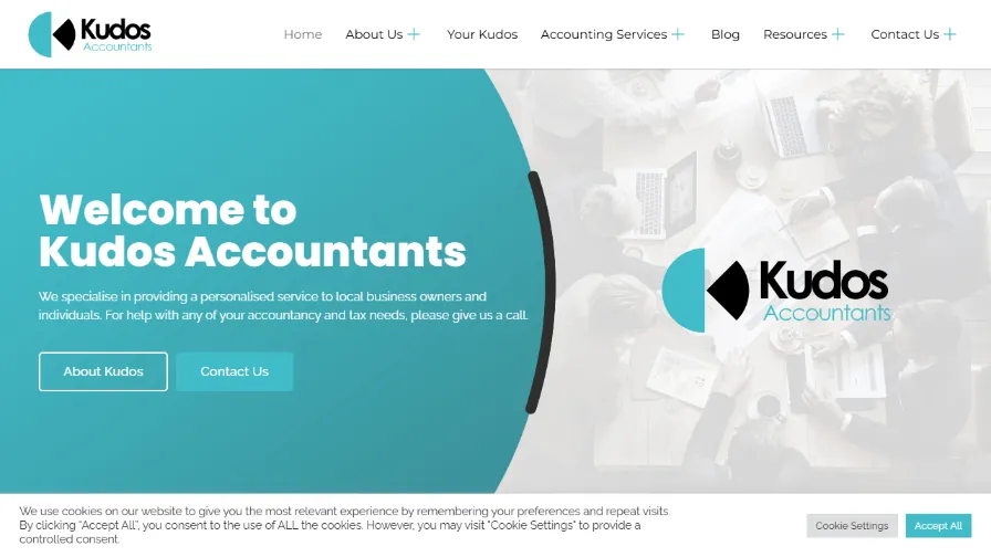 Kudos Accountants website homepage