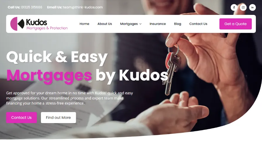 Kudos Mortgage Services website homepage